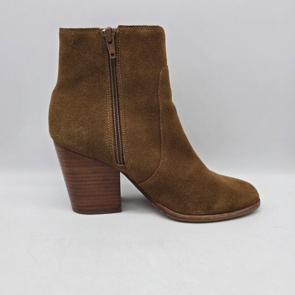 Soludos Emma Chestnut Suede Leather Heeled Ankle Boots Booties Brown Size 7.5 - Picture 5 of 8